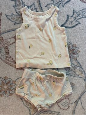 COLORED ORGANICS - Baby/Toddler Lemon Print Tank Top & Shorts Set - Cream